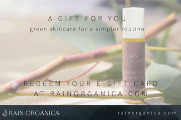 Rain Organica e-gift card with text 